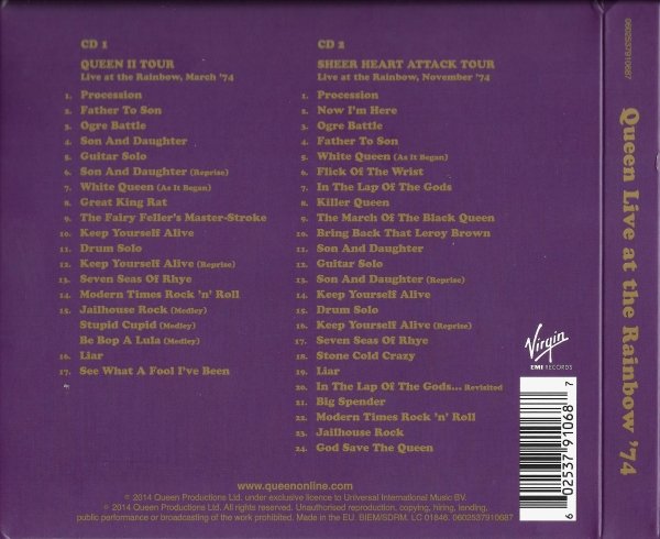 Queen  Live At The Rainbow 74 : Back